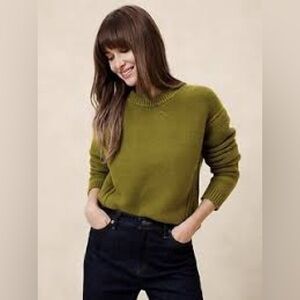 Banana Republic Textured Stitch Pullover Sweater Olive Green, Wool Blend, XS